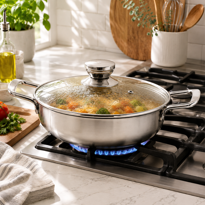 Le Daisen – Rvs wok dubbele handvatten 20 cm