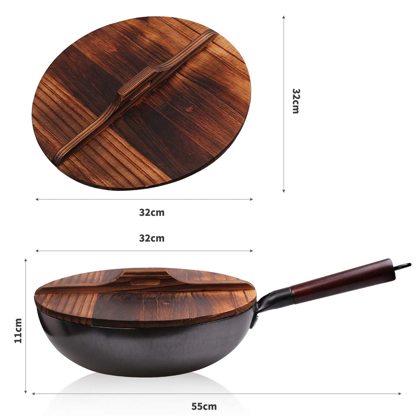 Le Shirane stalen traditionele wok – vergelijking maten en formaten