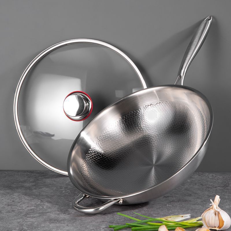 Le Honari rvs wok glazen deksel close-up bovenaanzicht