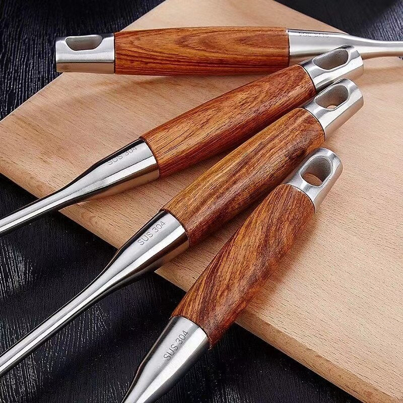 Le Mokano rvs wok keukengerei set – alle onderdelen uitgestald