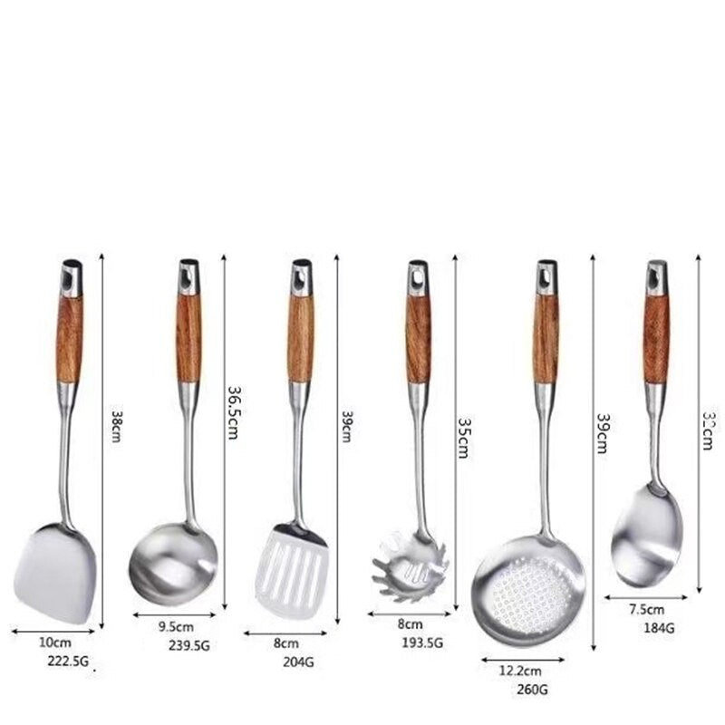 Le Mokano rvs wok keukengerei set – handgreep detailopname