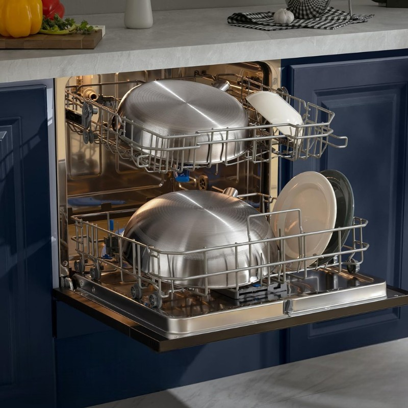 Le Tsumio rvs titanium wok maataanduiding zijaanzicht