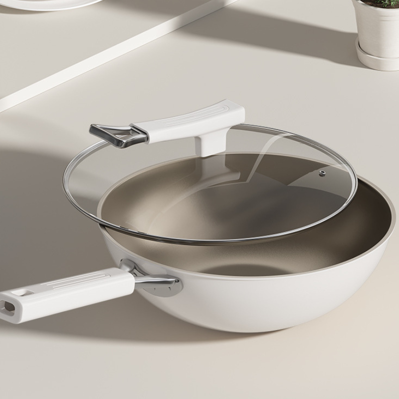 Le Rinoka keramische wok met glazen deksel verpakking inhoud