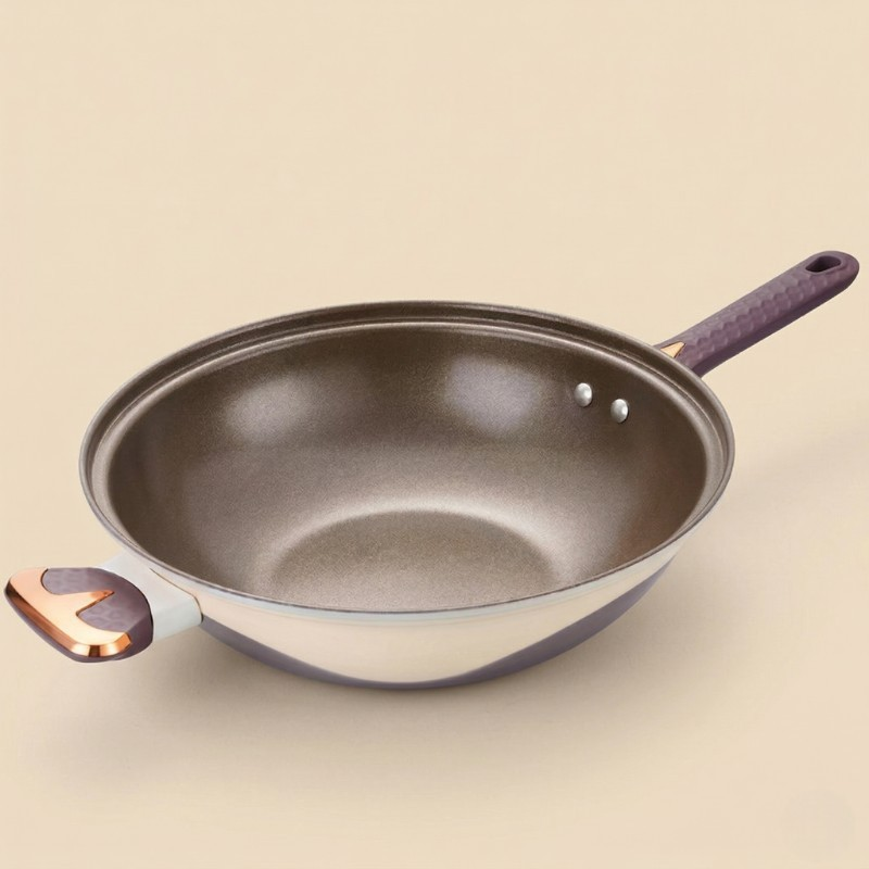 Le Kasuna wok pan met deksel vooraanzicht volledig product