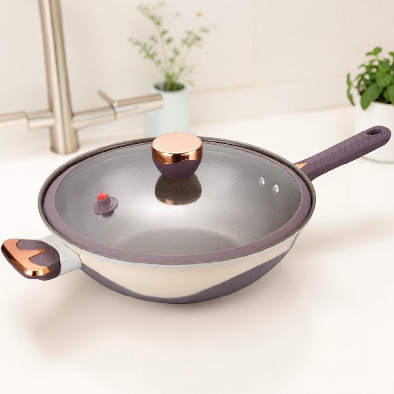Le Kasuna wok pan met deksel verpakking en leveringsomvang