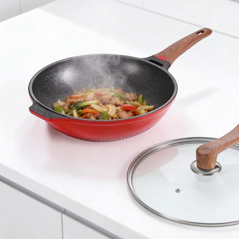 Le Murano wok met deksel pfas vrij groenten roerbakken actie