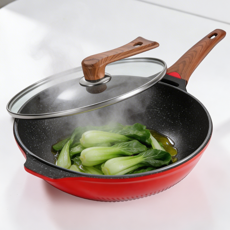 Le Murano pfas vrije wok met deksel maat diameter markering