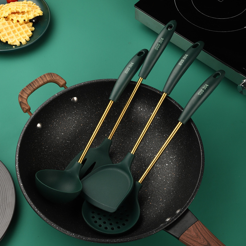 Le Ranoki set spatel wok siliconen close-up kophoogte