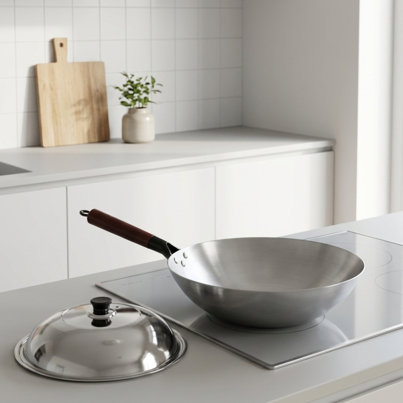 Le Pankon traditionele koolstofstaal wokpan inclusief verpakking en leveringsomvang