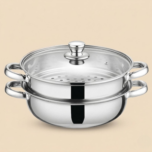 Le Senami rvs wok stoompan set vooraanzicht compleet