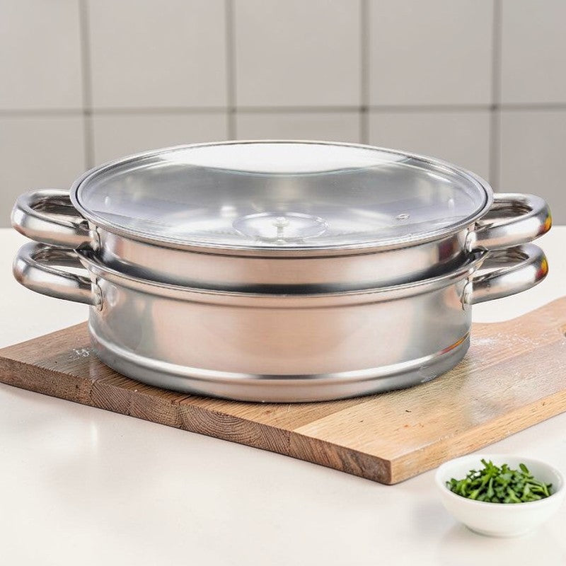 Le Senami rvs wok stoompan set verpakking met volledige inhoud