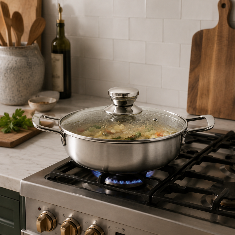 Le Daisen – Rvs wok dubbele handvatten 20 cm