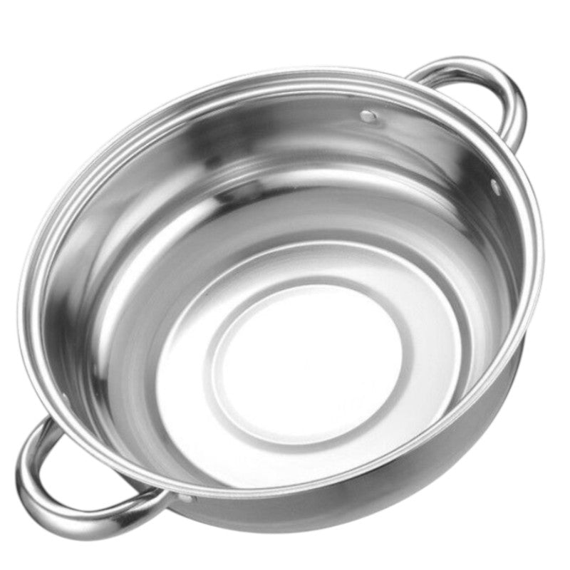 Le Senami rvs wok stoompan set losse onderdelen uitgestald