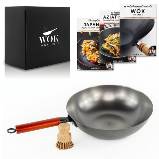 Le Sahami complete wok set cadeau vooraanzicht alle onderdelen