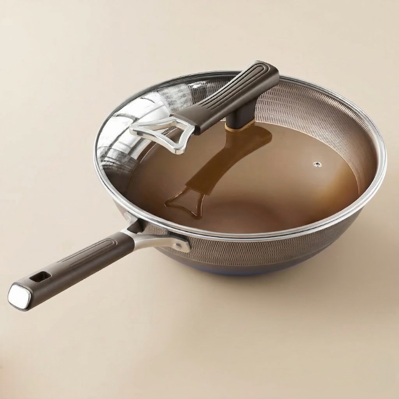 Le Hanori inductie wok multi ply vooraanzicht gepolijst staal