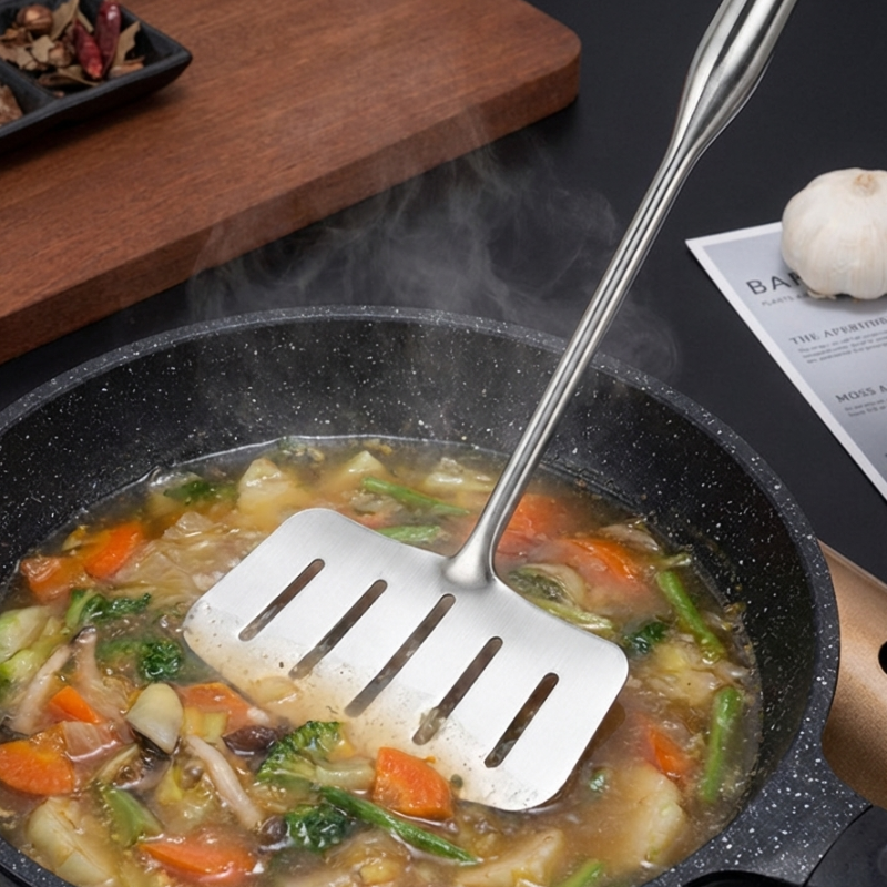 Le Mishio rvs wok spatel set overzicht met accessoires