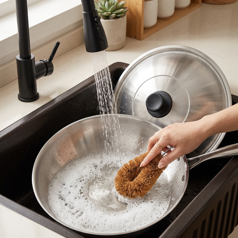 Le Nasumi wok geschikt voor inductie productdetail van de bodemdikte