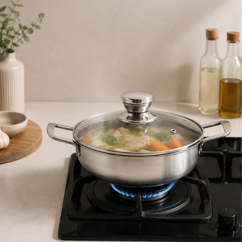 Le Daisen – Rvs wok dubbele handvatten 20 cm