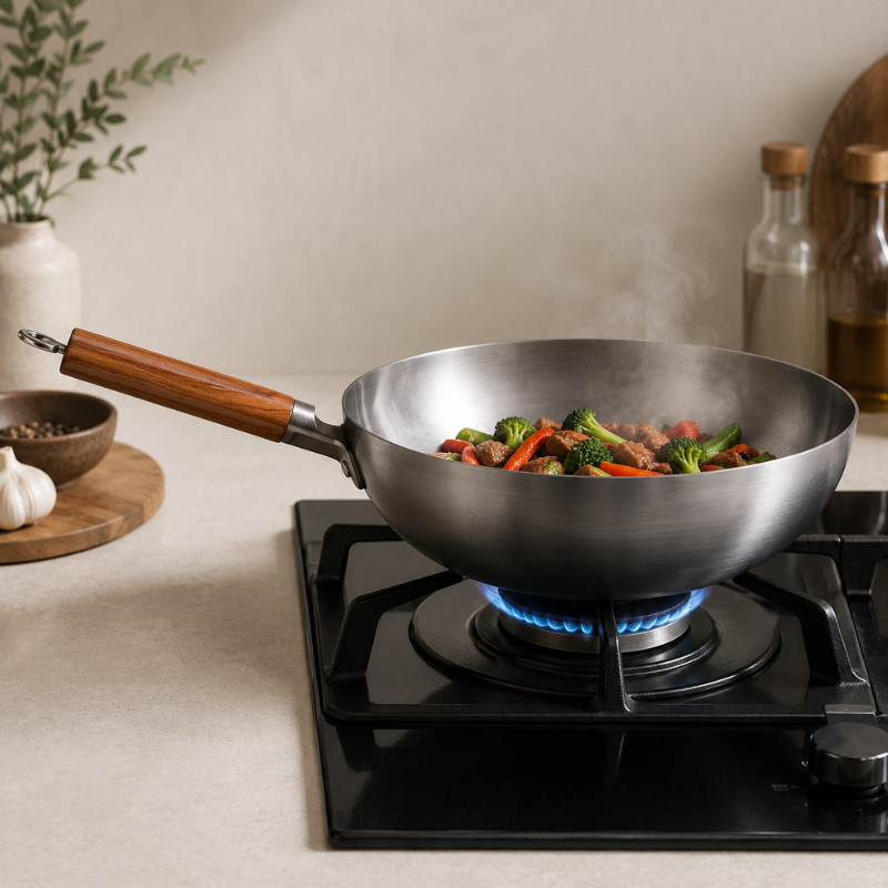 Le Kaikoma – Traditionele koolstofstaal wok 32 cm