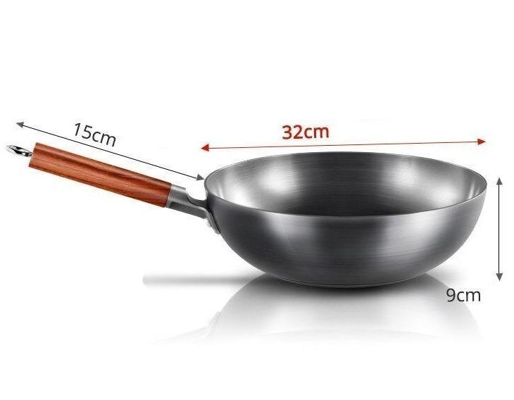 Le Kaikoma traditionele koolstofstaal wok 32 cm verpakking en leveringsinhoud