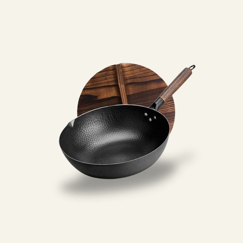 Le Shirane traditionele wok kopen – stalen wok vooraanzicht