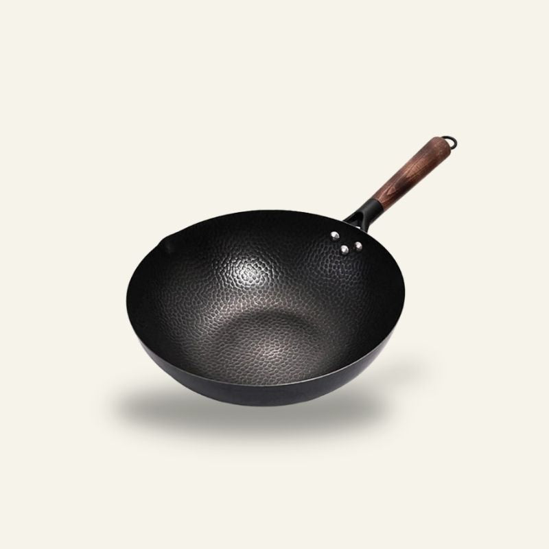 Le Shirane stalen wok 32 cm inductie vooraanzicht neutraal
