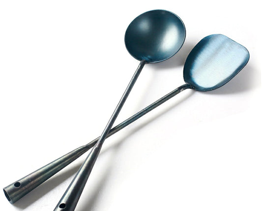 Le Tamoki wok pollepel set – roestvrijstalen accessoires vooraanzicht