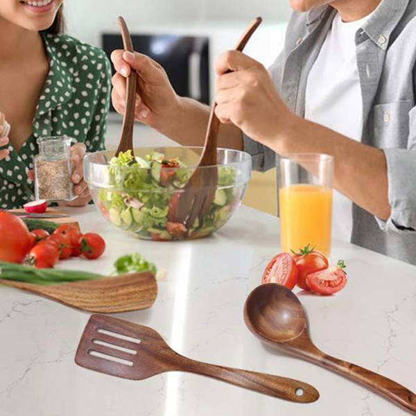Le Hirana houten wok keukengerei set – verpakking en setinhoud