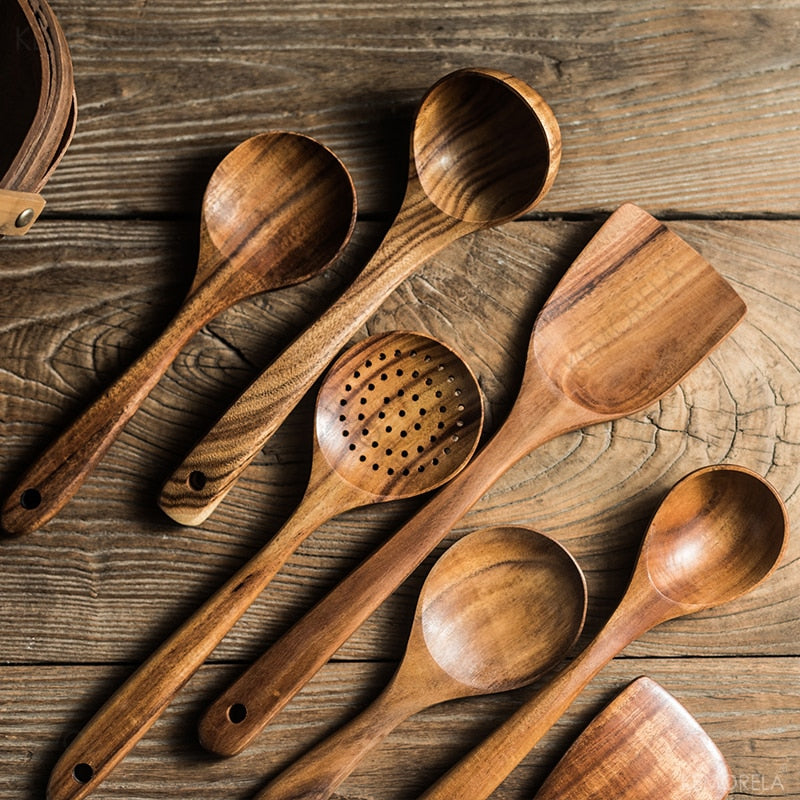 Le Sukano houten wok spatel – detail houtnerf en afwerking