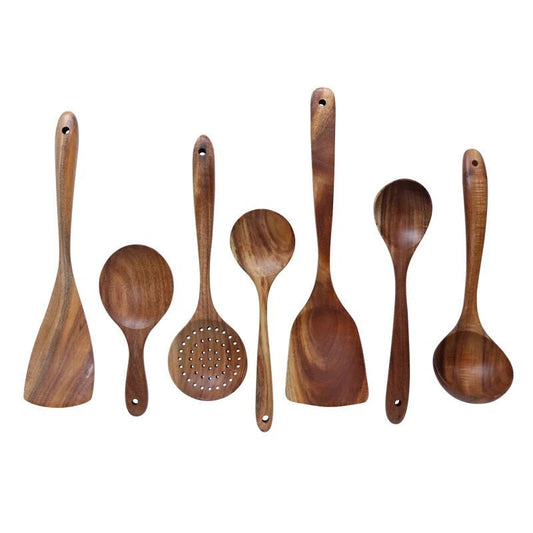 Le Sukano houten wok spatel – vooraanzicht naturel hout