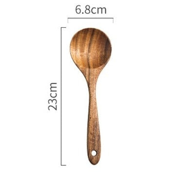 Le Sukano houten wok spatel – detailopname handgreep naturel hout
