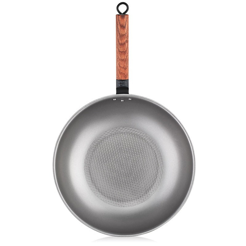 Le Homika rvs wok houten handvat verpakking en inhoud doos