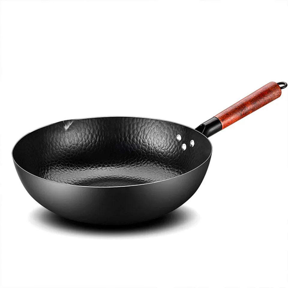 Le Shirane traditionele wok kopen detail van stalen materiaal en rand